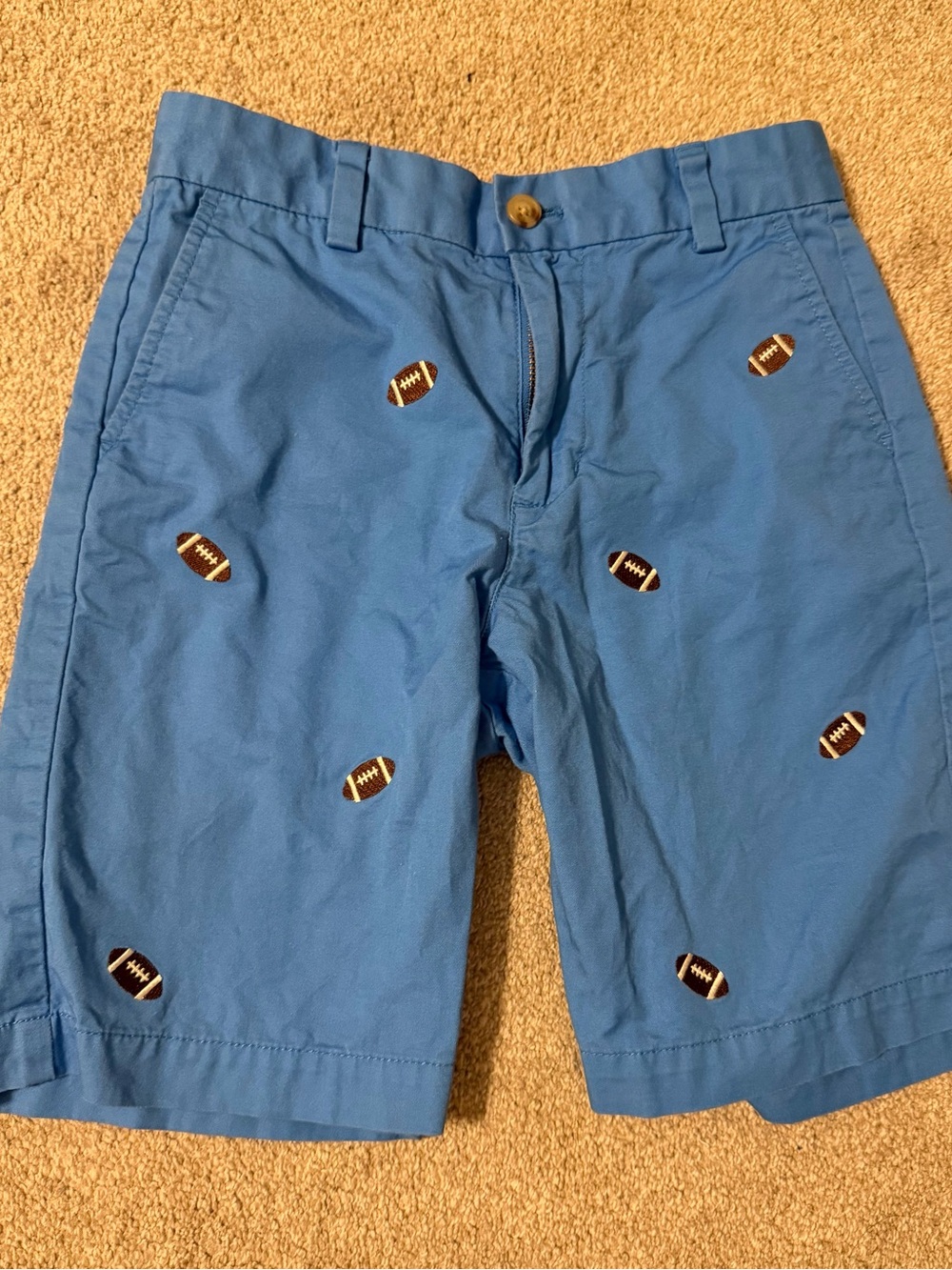 Boys Vineyard Vines Blue Football Embroidered Shorts